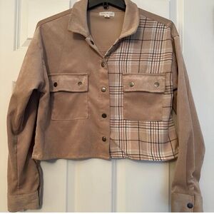 Ultra Flirt Tan Plaid Utility Jacket